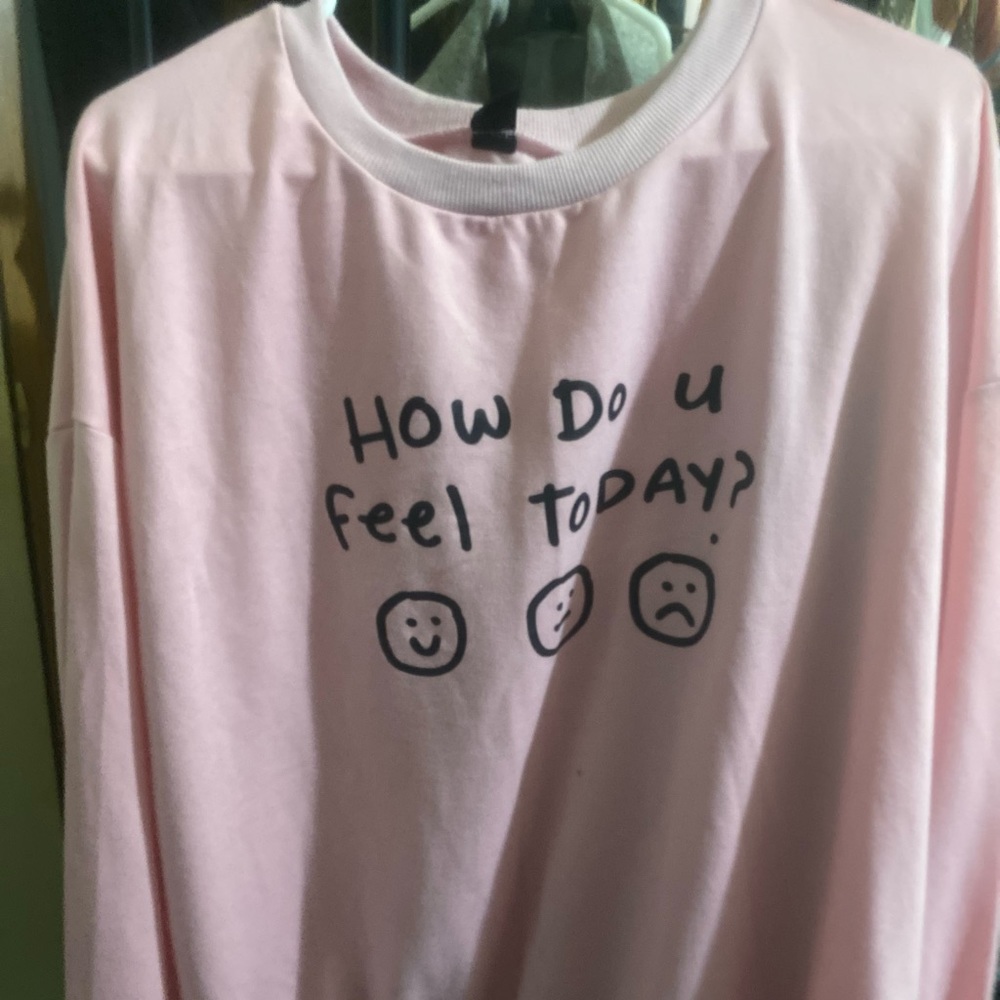 Plus Slogan And Cartoon Face Print Sweatshirt